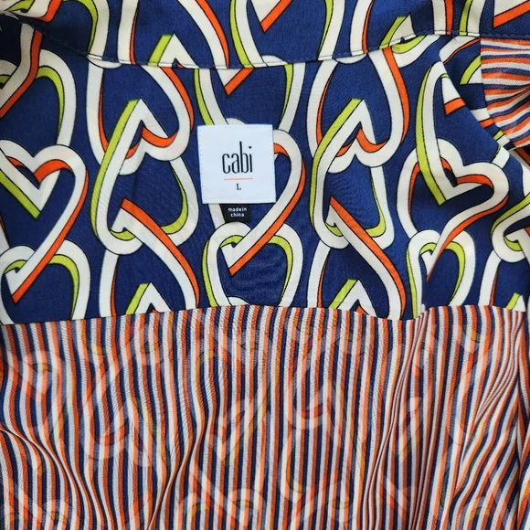 CAbi Amour Shirt Dress Duster Tunic Heart Graphic Sleeveless Button Down Large - Picture 8 of 14